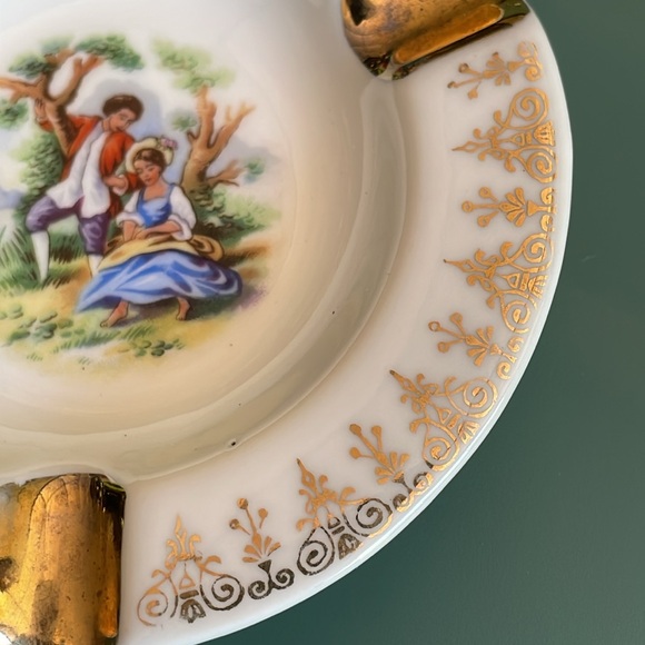 Porcelaine de Limoges Mokin France Ashtray Vintage Barware Collectible Porcelain - Picture 2 of 4